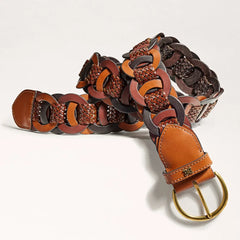 38MM Link Woven Belt-Multi Brown