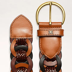 38MM Link Woven Belt-Multi Brown