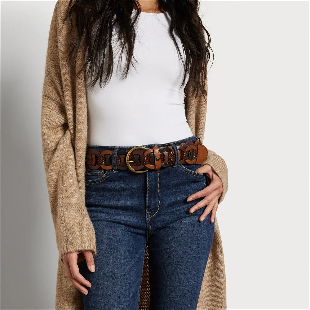 38MM Link Woven Belt-Multi Brown