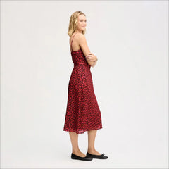 Red Hearted Belted Maxi Dress-Red