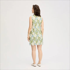 Blue Spring Sleeveless Sheath Mini Dress-Ivory/Blue