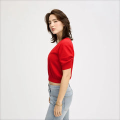 Short Sleeve Sweater-Flame
