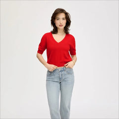 Short Sleeve Sweater-Flame