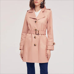 Single Breasted Trench Coat-Blush