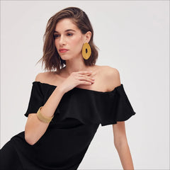 Off The Shoulder Aline Midi Dress-Black